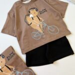 ست تیشرت و شلوارک خرس دوچرخه سوار