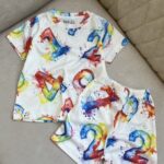 ست تیشرت و شلوارک اعداد آبرنگی