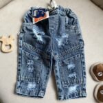 شلوار جین مام فیت آبی