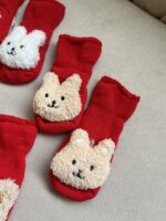 جوراب حوله ای بلند قرمز - تصویر 5